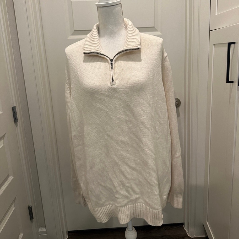Good Threads 100% Cotton 3XL Sweater Cream Collar Zipper Men’s